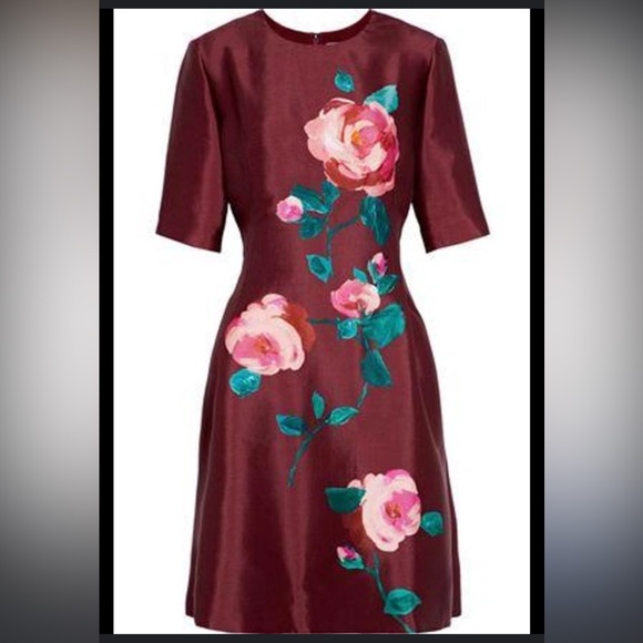 WOMAN FLORAL-PRINT SILK-TAFFETA
DRESS BURGUNDY size 4 - Picture 10 of 10